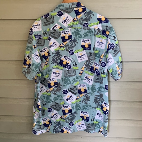 Newport Blue Corona Extra Hawaiian tropical shirt beer vacation men’s sz L EUC - Picture 5 of 10